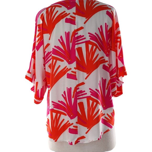Mary Square Small  Loose Fit Side Tie Blouse Tropical Vacation Vibes - Picture 3 of 7
